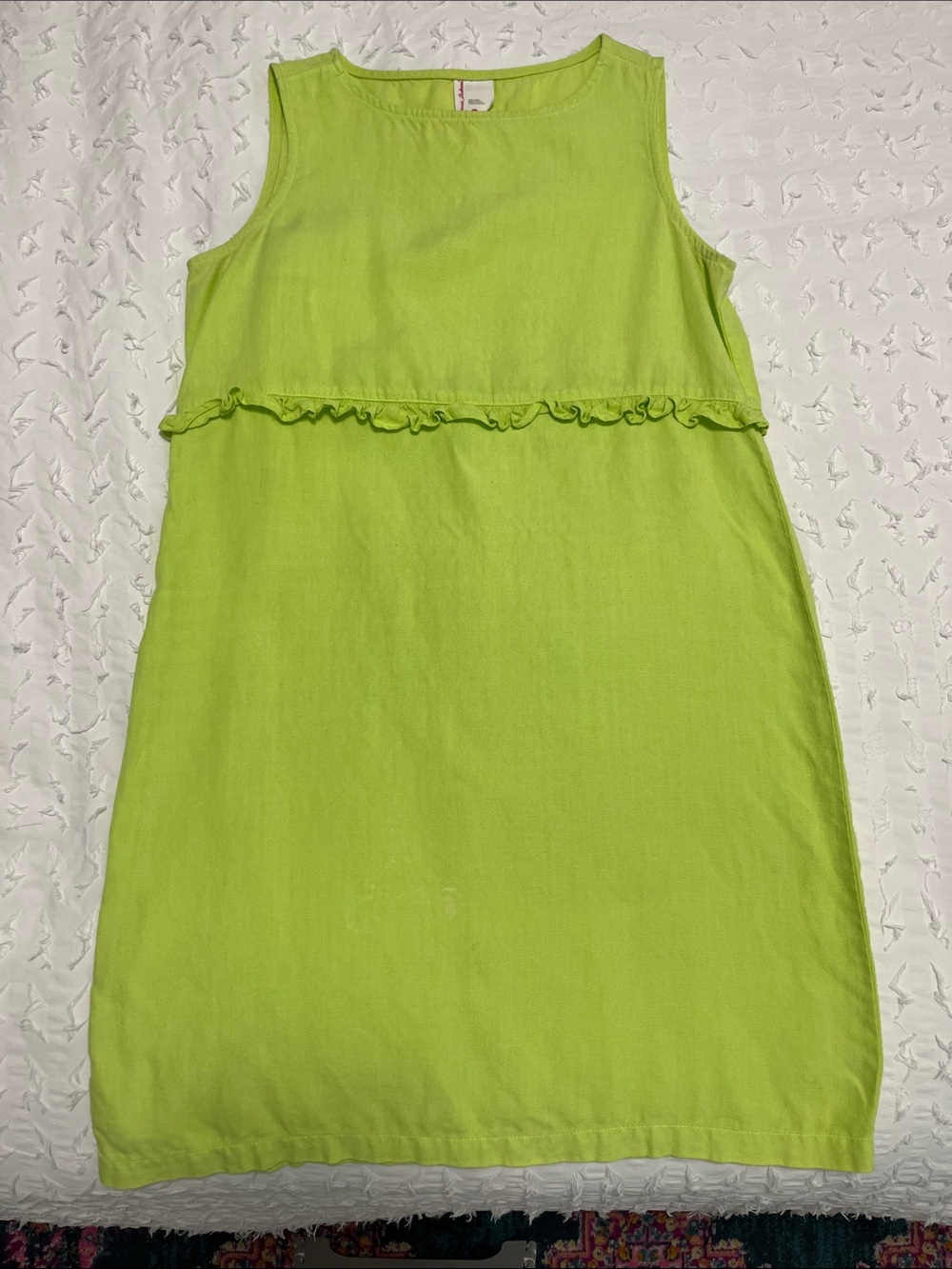Hanna Andersson Lime Green Linen Sleeveless Mini Dress M
